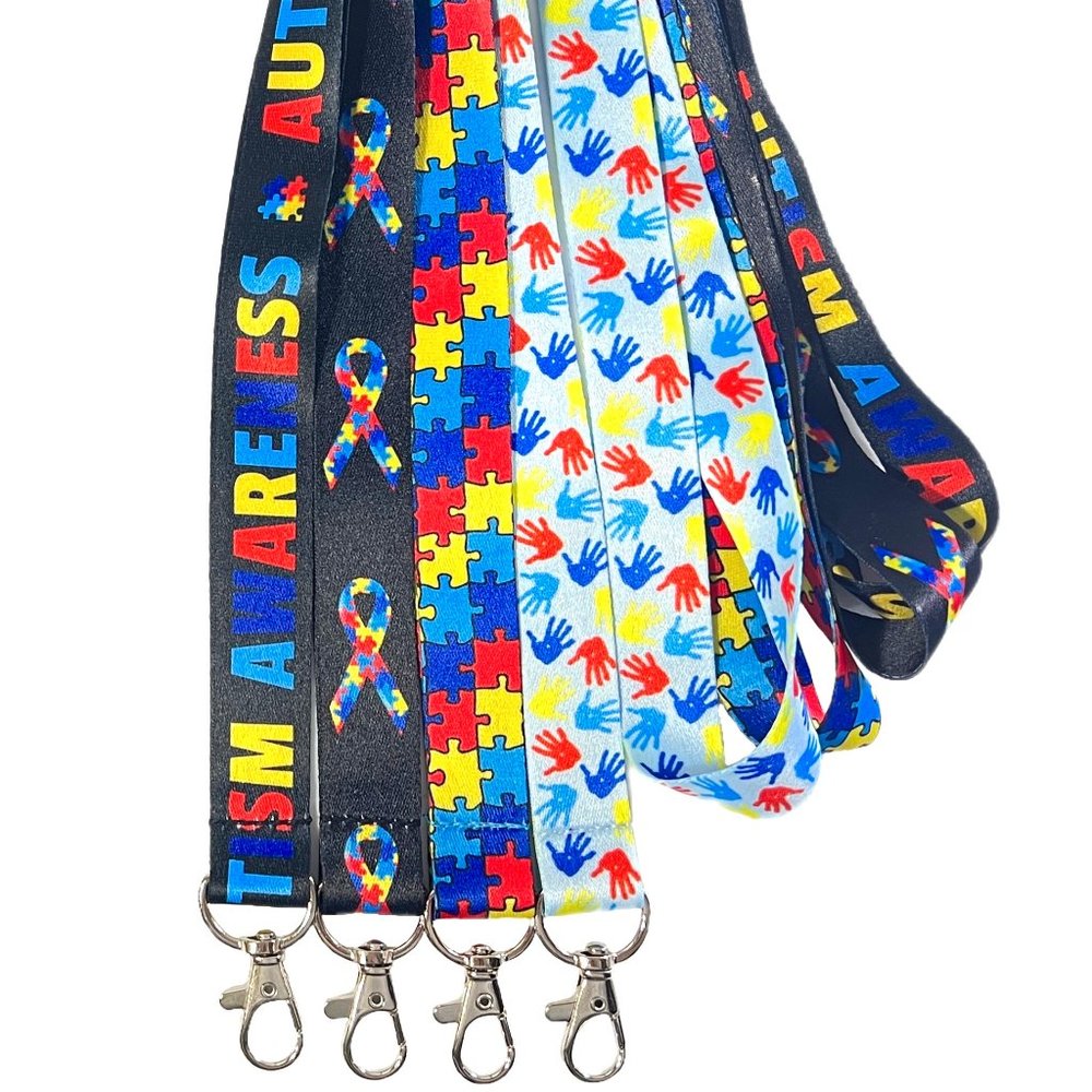 Execucat Brand Set of 4 Autism Awareness Lanyards Key Chain ID Badge Holder